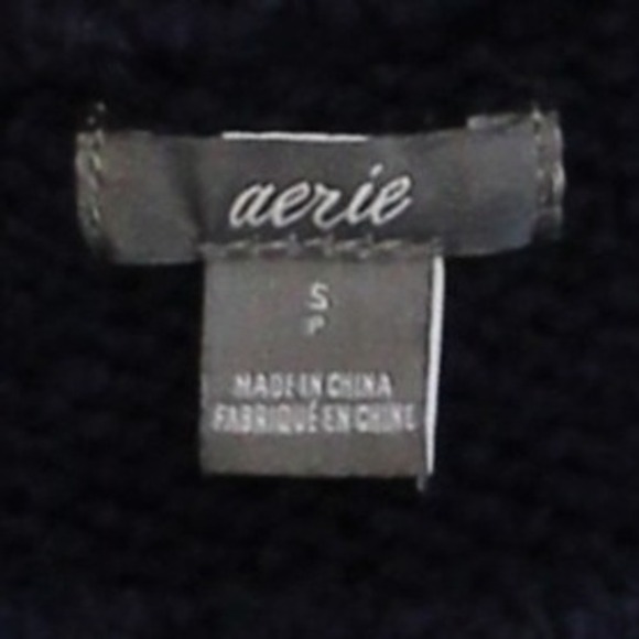 Aerie $65 Small Petite Oversized Navy Fair Isle Geometric Crew Neck Sweater - Picture 2 of 10